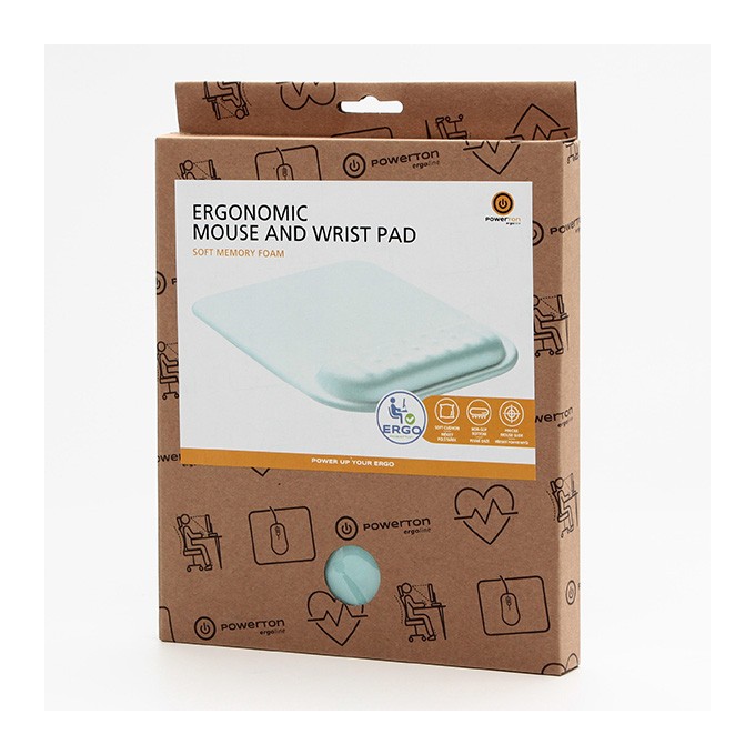 Podkładka pod mysz i nadgarstek, Powerton Ergoline Pastel Edition, ergonomiczna, miętowa, piana, Powerton