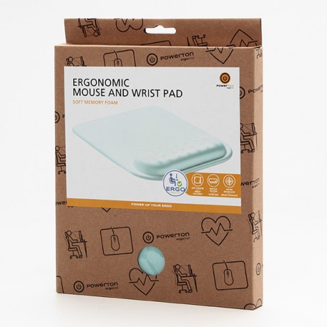 Podkładka pod mysz i nadgarstek, Powerton Ergoline Pastel Edition, ergonomiczna, miętowa, piana, Powerton