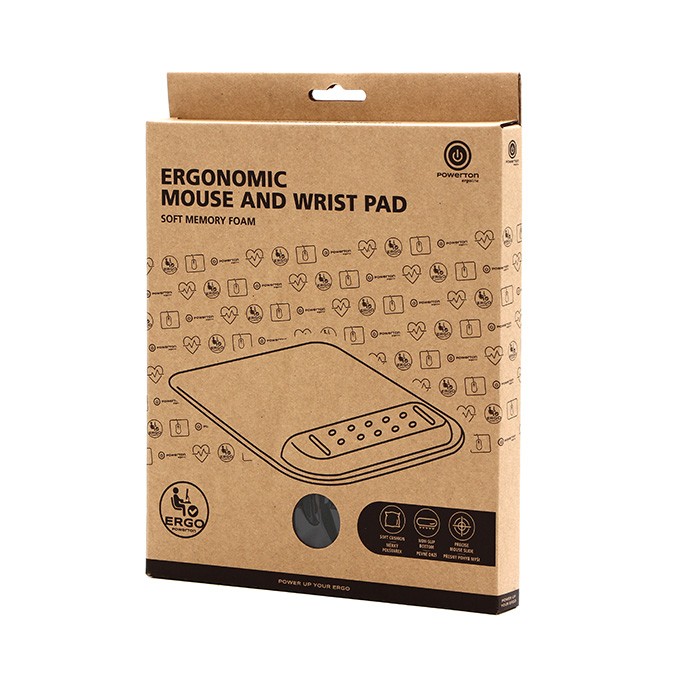 Podkładka pod mysz i nadgarstek, Powerton Ergoline Dark Edition, ergonomiczna, szara, piana, Powerton