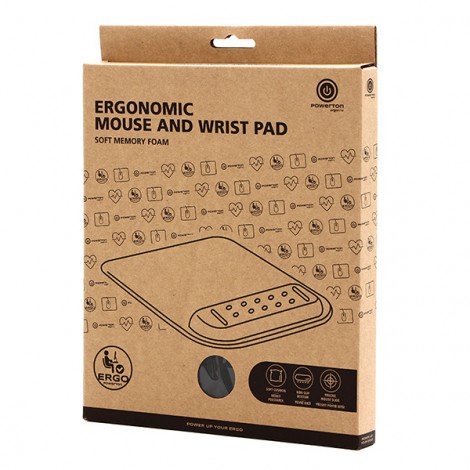 Podkładka pod mysz i nadgarstek, Powerton Ergoline Dark Edition, ergonomiczna, szara, piana, Powerton