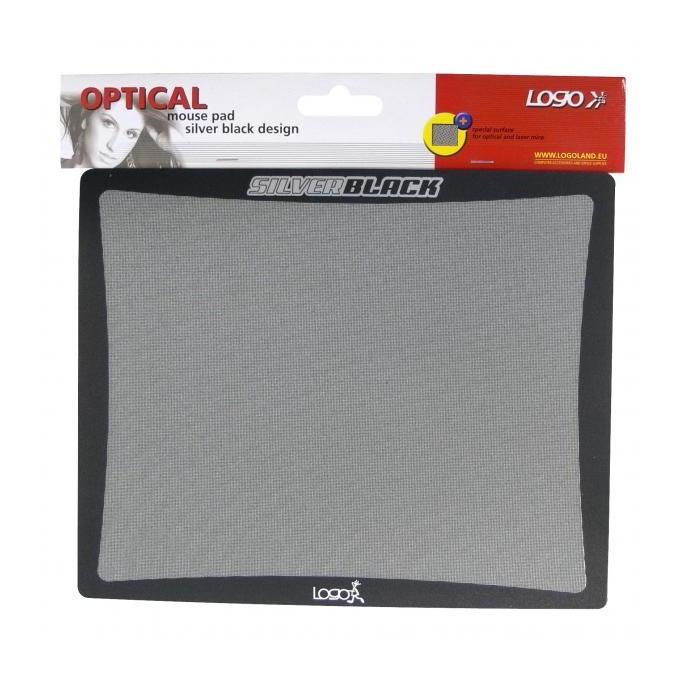 Podkładka pod mysz, SilverBlack, Z folii polipropylenowej, czarno-srebrna, Logo