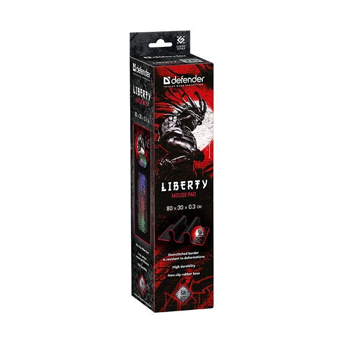 Podkładka pod mysz, LIBERTY, do gry, czarno-czerwona, 80x30 cm, Defender
