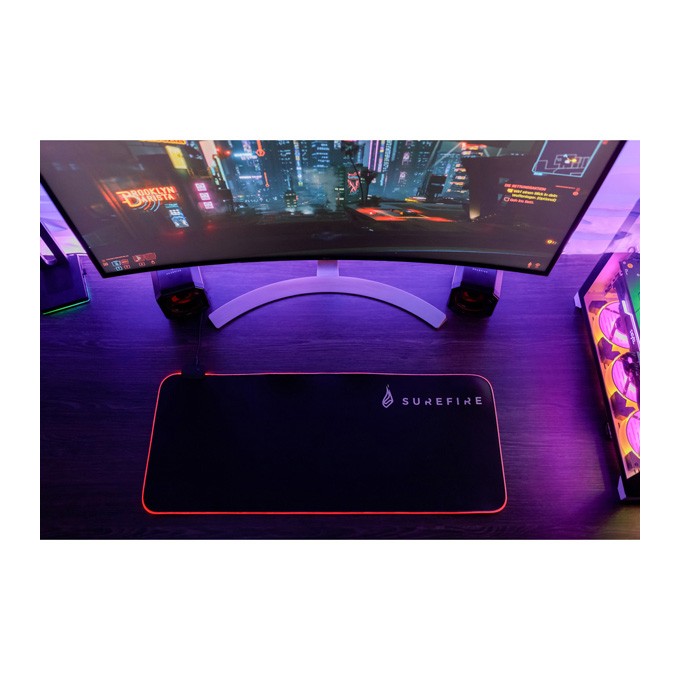 Podkładka pod mysz, Silent Flight, do gry, czarna, 680 x 280 x 3 mm, 3 mm, Surefire