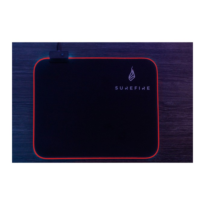 Podkładka pod mysz, Silent Flight RGB, do gry, czarna, 320 x 260 x 3 mm, 3 mm, Surefire