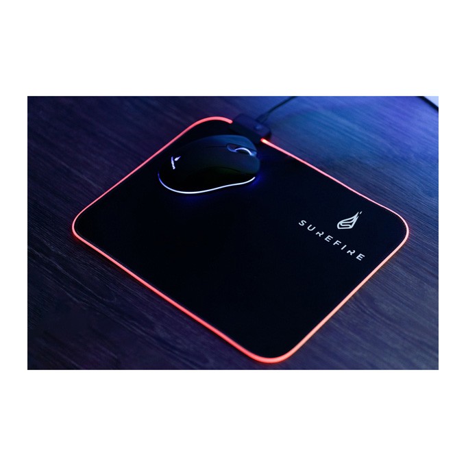 Podkładka pod mysz, Silent Flight RGB, do gry, czarna, 320 x 260 x 3 mm, 3 mm, Surefire