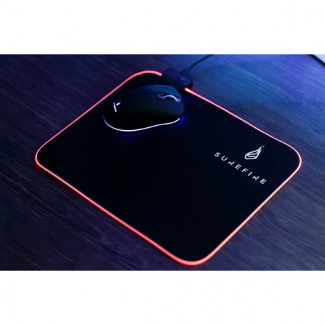 Podkładka pod mysz, Silent Flight RGB, do gry, czarna, 320 x 260 x 3 mm, 3 mm, Surefire