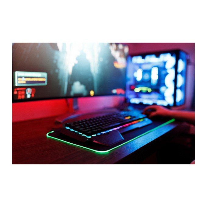 Podkładka pod mysz, Silent Flight RGB, do gry, czarna, 680 x 280 x 3 mm, 3 mm, Surefire