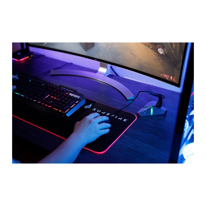 Podkładka pod mysz, Silent Flight RGB, do gry, czarna, 680 x 280 x 3 mm, 3 mm, Surefire
