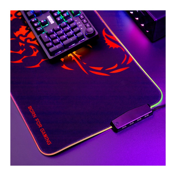 RGB Podkładka pod mysz, SCORP XL, czarna, 800 x 300 mm, 4 mm, Marvo, Hub USB