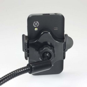 Uchwyt mobilu,PDA,GPS Logo przegłubowy, do samochodu, regulowana szerokość, czarny, plastikowy, z portem USB 1,5A, 