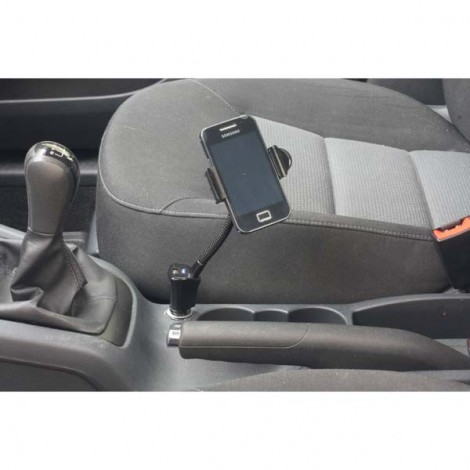 Uchwyt mobilu,PDA,GPS Logo przegłubowy, do samochodu, regulowana szerokość, czarny, plastikowy, z portem USB 1,5A, 