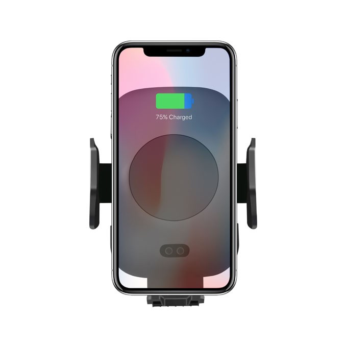 Uchwyt telefonu komórkowego do samochodu, z ładowarką indukcyjną, uchwyt automatyczny, czujnik ruchu, Qi, czarna