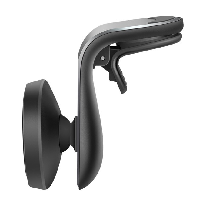 Magnetyczny uchwyt na telefon komórkowy CH-127 Defender do samochodu, ventGrip, czarno-srebrny, plastikowy, na kratkę 