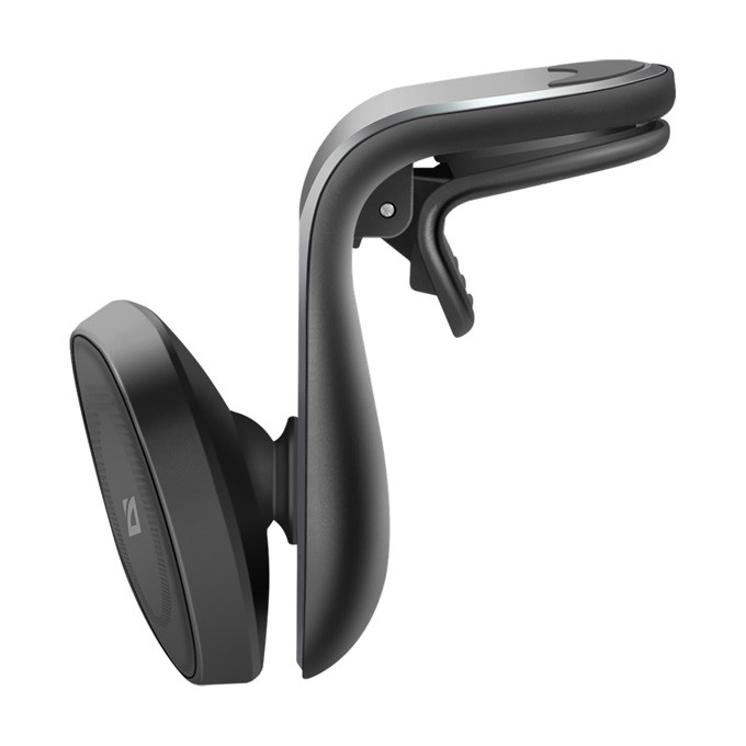 Magnetyczny uchwyt na telefon komórkowy CH-127 Defender do samochodu, ventGrip, czarno-srebrny, plastikowy, na kratkę 