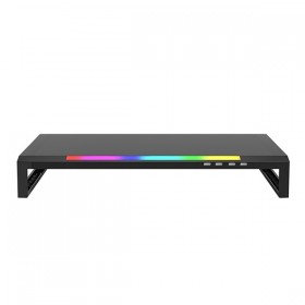 Podstawa pod monitor, DZ-01, 4x USB Hub 2.0, czarny, plastikowy, 20 kg nośność, Marvo, podświetlenie rainbow