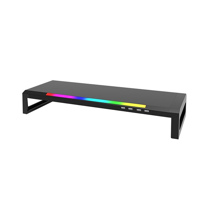 Podstawa pod monitor, DZ-01, 4x USB Hub 2.0, czarny, plastikowy, 20 kg nośność, Marvo, podświetlenie rainbow