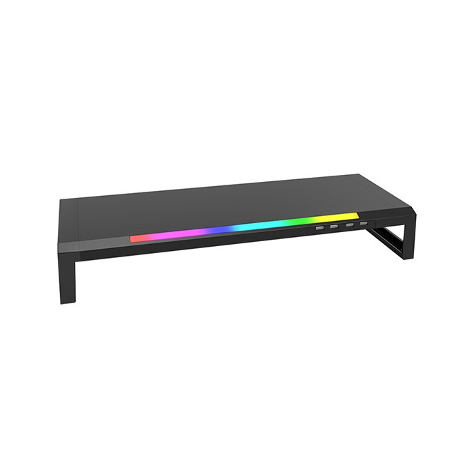 Podstawa pod monitor, DZ-01, 4x USB Hub 2.0, czarny, plastikowy, 20 kg nośność, Marvo, podświetlenie rainbow