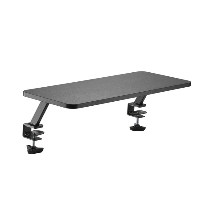 Podstawa pod monitor, mocowana do blatu biurka, czarny, metal / płyta mdf, 20 kg nośność, Powerton, ergo