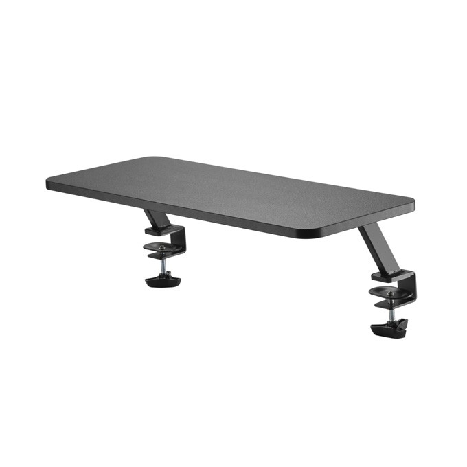 Podstawa pod monitor, mocowana do blatu biurka, czarny, metal / płyta mdf, 20 kg nośność, Powerton, ergo