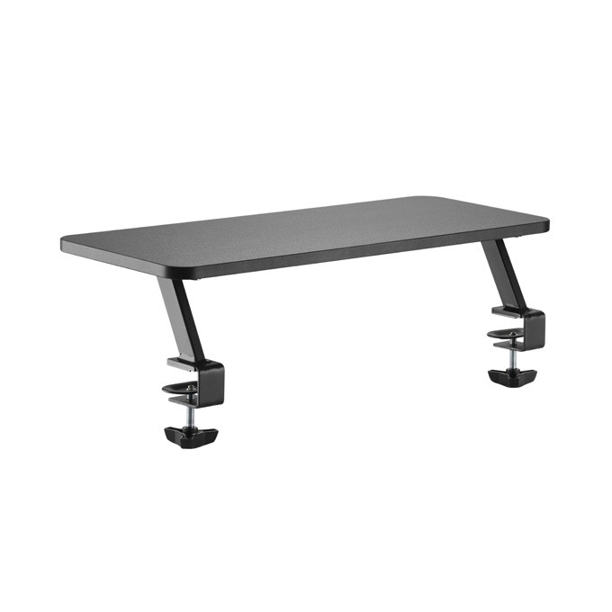 Podstawa pod monitor, mocowana do blatu biurka, czarny, metal / płyta mdf, 20 kg nośność, Powerton, ergo