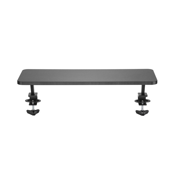 Podstawa pod monitor, mocowana do blatu biurka, czarny, metal / płyta mdf, 20 kg nośność, Powerton, ergo