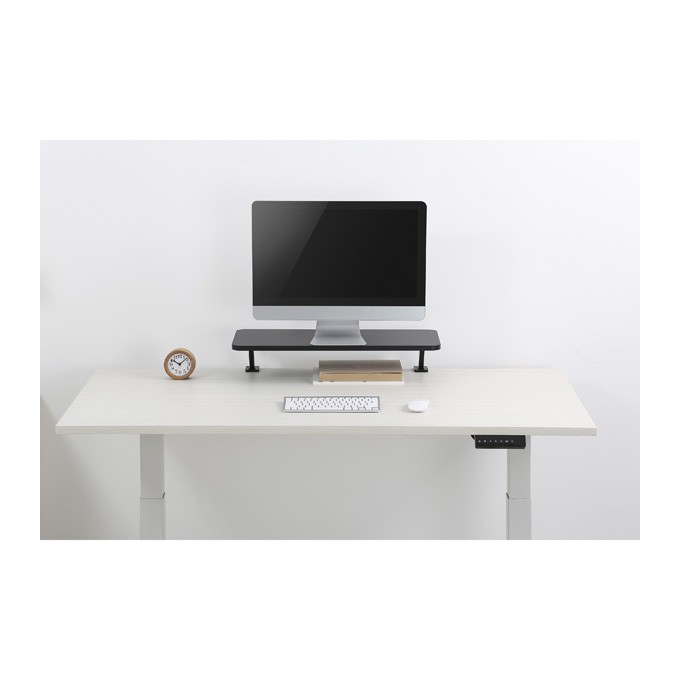 Podstawa pod monitor, mocowana do blatu biurka, czarny, metal / płyta mdf, 20 kg nośność, Powerton, ergo