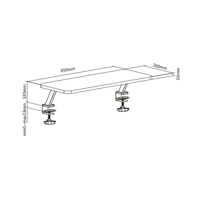 Podstawa pod monitor, mocowana do blatu biurka, czarny, metal / płyta mdf, 20 kg nośność, Powerton, ergo