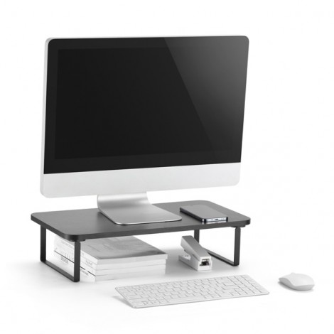 Podstawa pod monitor, łatwy montaż, miejsce na klawiaturę, czarny, metal / płyta mdf, 20 kg nośność, Powerton, Podstawa pod monitor, łatwy montaż, miejsce na klawiaturę, czarny, metal / płyta mdf, 20 kg nośność, Powerton,