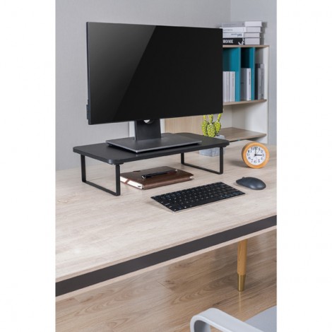 Podstawa pod monitor, łatwy montaż, miejsce na klawiaturę, czarny, metal / płyta mdf, 20 kg nośność, Powerton, Podstawa pod monitor, łatwy montaż, miejsce na klawiaturę, czarny, metal / płyta mdf, 20 kg nośność, Powerton,