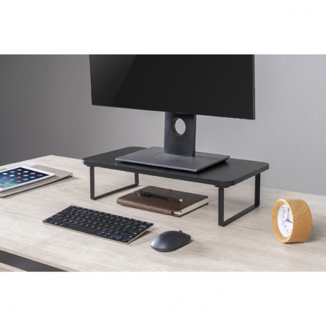 Podstawa pod monitor, łatwy montaż, miejsce na klawiaturę, czarny, metal / płyta mdf, 20 kg nośność, Powerton, Podstawa pod monitor, łatwy montaż, miejsce na klawiaturę, czarny, metal / płyta mdf, 20 kg nośność, Powerton,