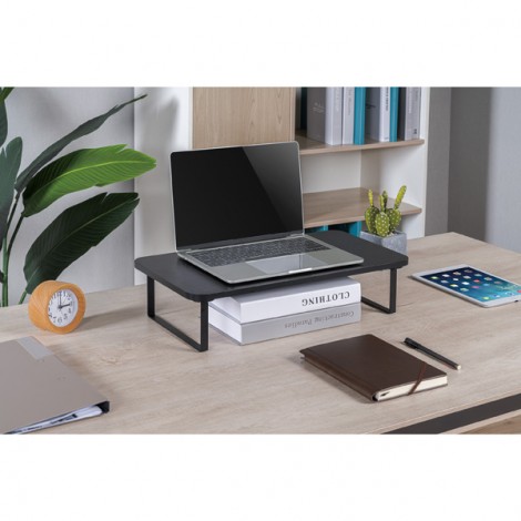 Podstawa pod monitor, łatwy montaż, miejsce na klawiaturę, czarny, metal / płyta mdf, 20 kg nośność, Powerton, Podstawa pod monitor, łatwy montaż, miejsce na klawiaturę, czarny, metal / płyta mdf, 20 kg nośność, Powerton,