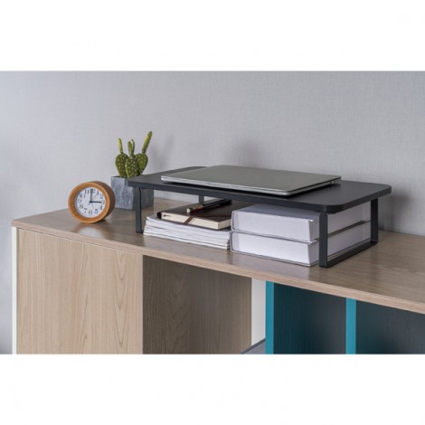 Podstawa pod monitor, łatwy montaż, miejsce na klawiaturę, czarny, metal / płyta mdf, 20 kg nośność, Powerton, Podstawa pod monitor, łatwy montaż, miejsce na klawiaturę, czarny, metal / płyta mdf, 20 kg nośność, Powerton,