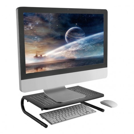 Podstawa pod monitor, miejsce na klawiaturę, czarny, metal/ tworzywo, 20 kg nośność, Powerton, ergo Podstawa pod monitor, miejsce na klawiaturę, czarny, metal/ tworzywo, 20 kg nośność, Powerton, ergo