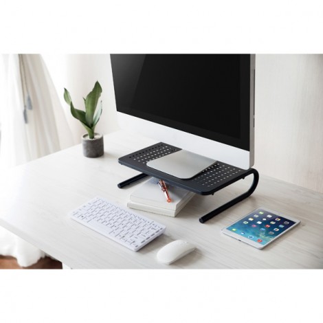 Podstawa pod monitor, miejsce na klawiaturę, czarny, metal/ tworzywo, 20 kg nośność, Powerton, ergo Podstawa pod monitor, miejsce na klawiaturę, czarny, metal/ tworzywo, 20 kg nośność, Powerton, ergo
