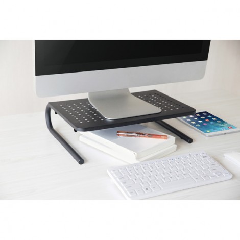 Podstawa pod monitor, miejsce na klawiaturę, czarny, metal/ tworzywo, 20 kg nośność, Powerton, ergo Podstawa pod monitor, miejsce na klawiaturę, czarny, metal/ tworzywo, 20 kg nośność, Powerton, ergo