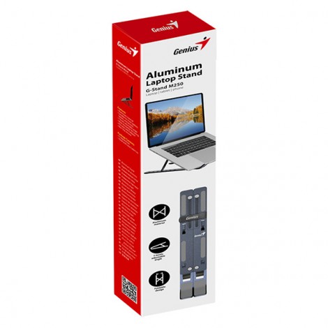 Podstawa pod notebook, G-Stand M250, z regulacją kąta, szary, aluminium, Genius