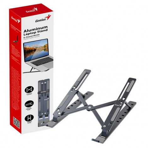 Podstawa pod notebook, G-Stand M250, z regulacją kąta, szary, aluminium, Genius