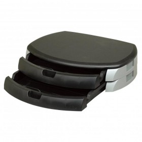 Podstawa pod monitor, z dwiema szufladami, czarny, tworzywo sztuczne wzmocnione, 40 kg nośność, ergo