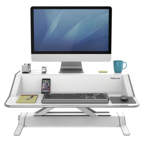 Stanowisko do pracy, Sit-Stand Lotus, biała, plastik-metal, Fellowes, EOL Stanowisko do pracy, Sit-Stand Lotus, biała, plastik-metal, Fellowes, EOL