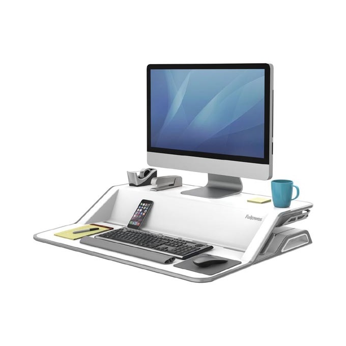 Stanowisko do pracy, Sit-Stand Lotus, biała, plastik-metal, Fellowes, EOL