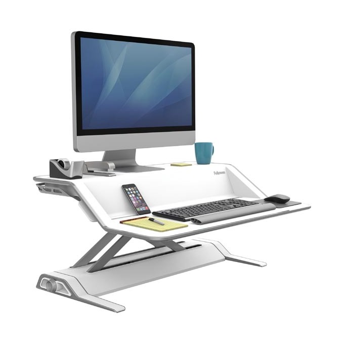 Stanowisko do pracy, Sit-Stand Lotus, biała, plastik-metal, Fellowes, EOL