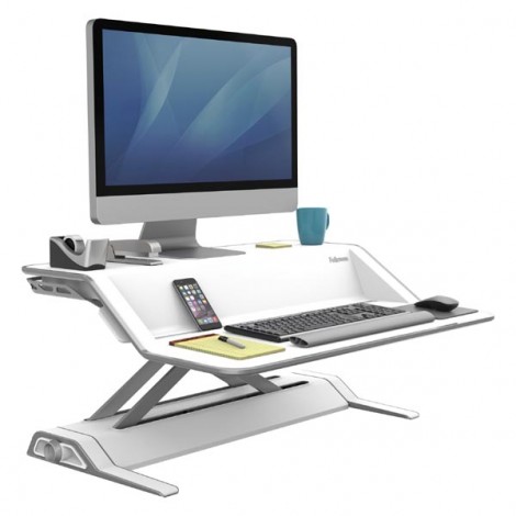 Stanowisko do pracy, Sit-Stand Lotus, biała, plastik-metal, Fellowes, EOL Stanowisko do pracy, Sit-Stand Lotus, biała, plastik-metal, Fellowes, EOL