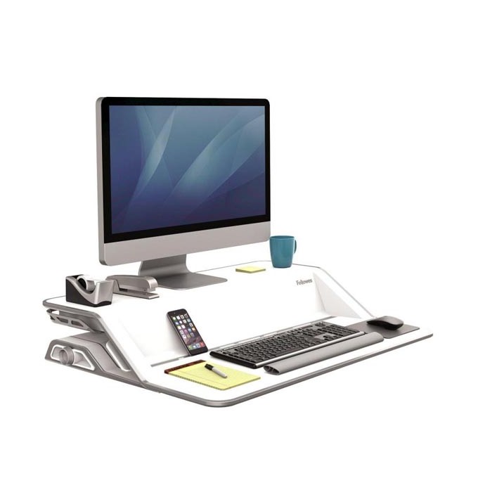 Stanowisko do pracy, Sit-Stand Lotus, biała, plastik-metal, Fellowes, EOL