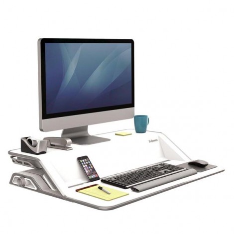 Stanowisko do pracy, Sit-Stand Lotus, biała, plastik-metal, Fellowes, EOL Stanowisko do pracy, Sit-Stand Lotus, biała, plastik-metal, Fellowes, EOL