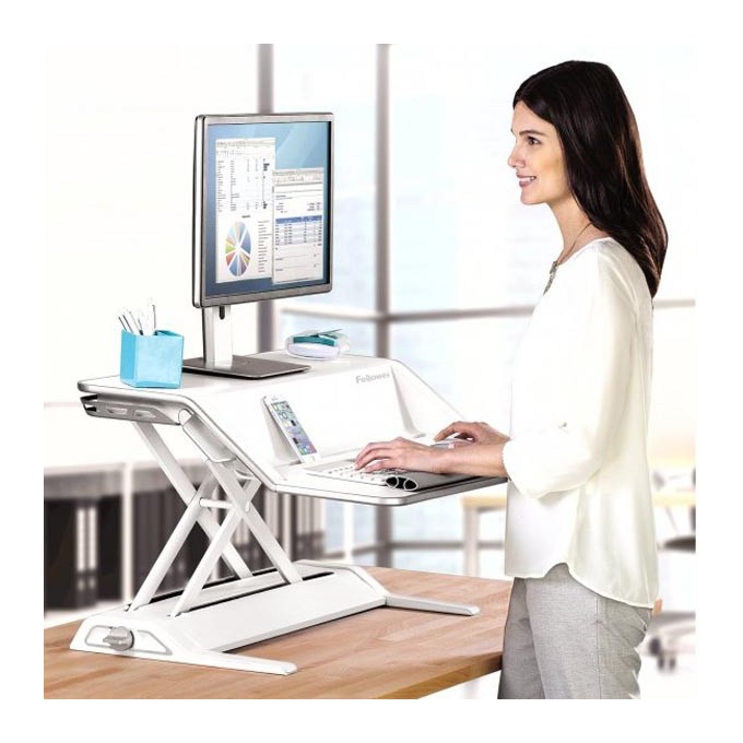 Stanowisko do pracy, Sit-Stand Lotus, biała, plastik-metal, Fellowes, EOL