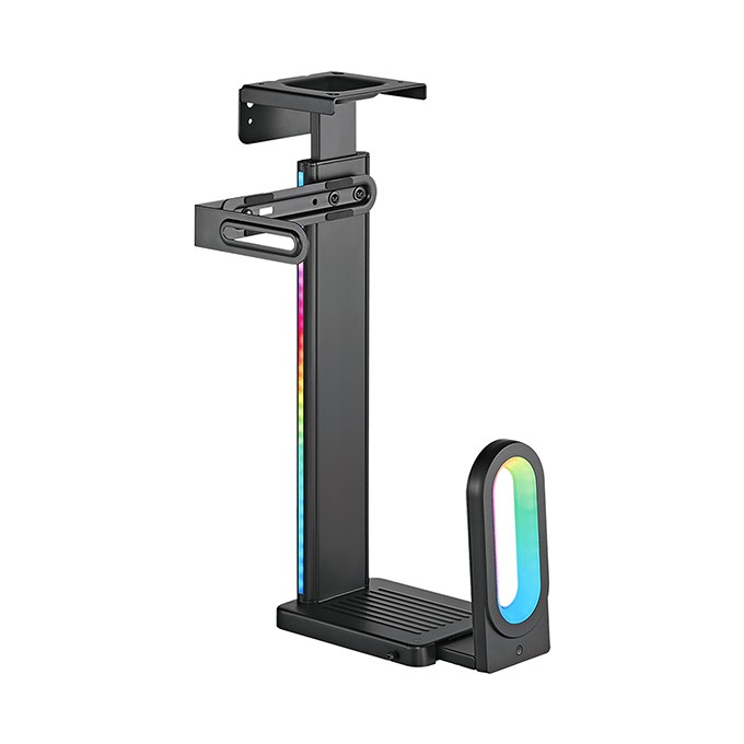 Ultradesk FLANK Uchwyt komputerowy pod blat biurka, RGB, czarna