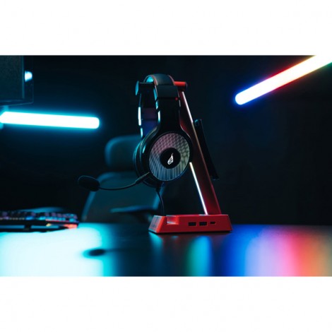 SureFire stojak na słuchawki Vinson N1 Dual Balance RGB, zacisk do montażu pod biurkiem, czerwony, plastikowy, 48846, 