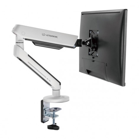 Regulowany uchwyt ULTRADESK OFFSHOOT Single na monitor, 9KG, mocowanie na zacisk, 17"-32", 75x75/100x100, biały Regulowany uchwyt ULTRADESK OFFSHOOT Single na monitor, 9KG, mocowanie na zacisk, 17"-32", 75x75/100x100, biały