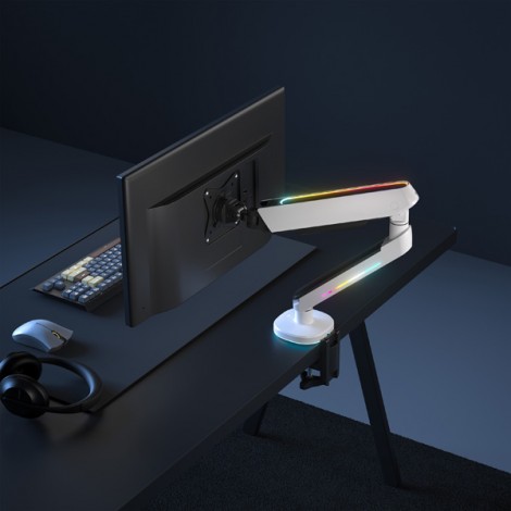 Regulowany uchwyt ULTRADESK OFFSHOOT Single na monitor, 9KG, mocowanie na zacisk, 17"-32", 75x75/100x100, biały Regulowany uchwyt ULTRADESK OFFSHOOT Single na monitor, 9KG, mocowanie na zacisk, 17"-32", 75x75/100x100, biały
