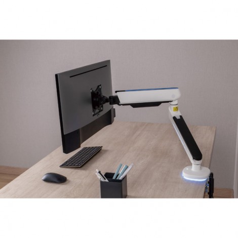 Regulowany uchwyt ULTRADESK OFFSHOOT Single na monitor, 9KG, mocowanie na zacisk, 17"-32", 75x75/100x100, biały Regulowany uchwyt ULTRADESK OFFSHOOT Single na monitor, 9KG, mocowanie na zacisk, 17"-32", 75x75/100x100, biały